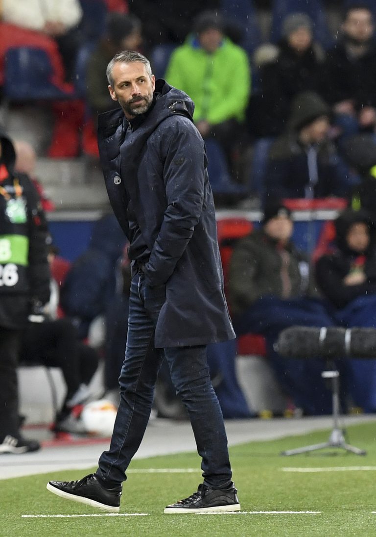 AP Photo,El técnico de Salzburgo Marco Rose durante el partido contra el Napoli por los octavos de final de la Liga Europa en Salzburgo, Austria, el jueves 14 de marzo de 2019. (AP Foto/Kerstin Joensson)