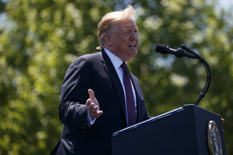 AP Photo, Donald Trump,El presidente Donald Trump pronuncia un discurso en el Capitolio, el miércoles 15 de mayo de 2019 en Washington. (AP Foto/Evan Vucci)