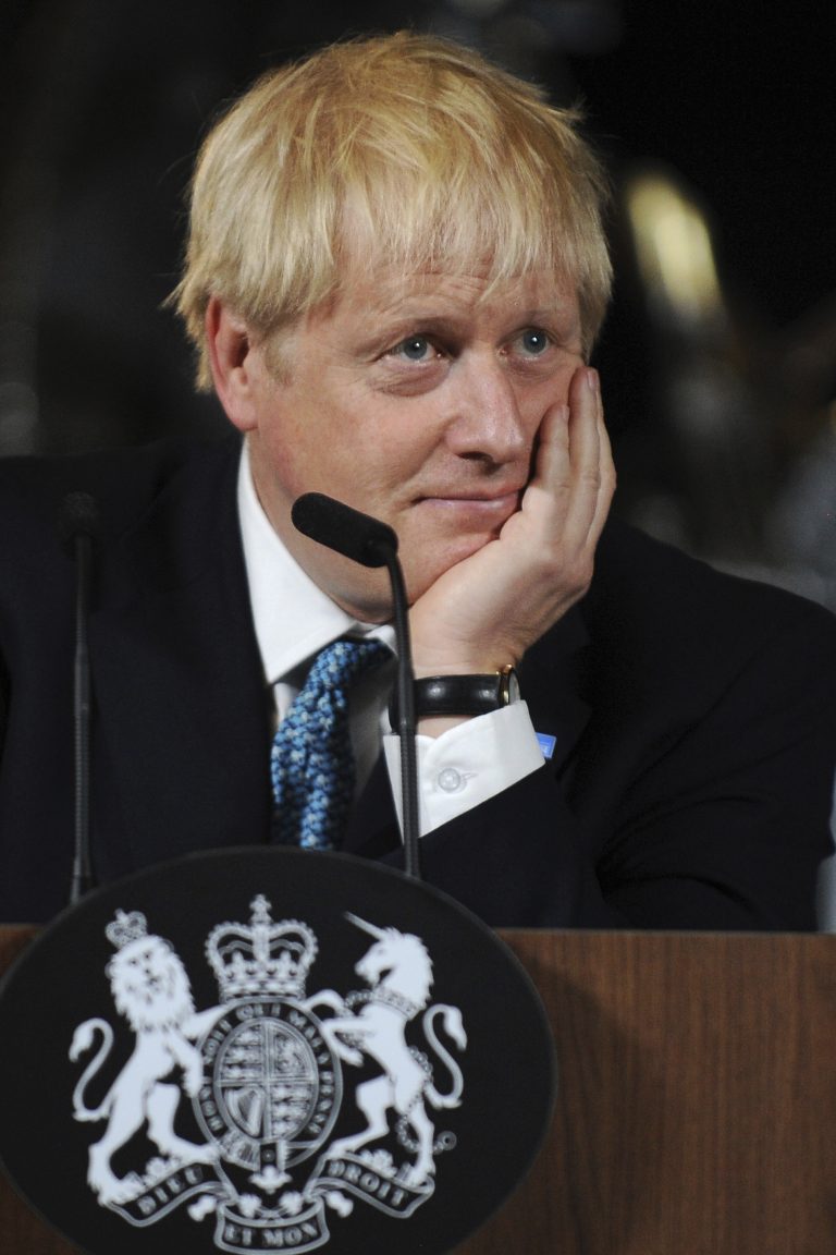 AP Photo,El primer ministro británico, Boris Johnson, durante un discurso sobre prioridades nacionales en el Museo de Ciencia e Industria en Manchester, Inglaterra, el sábado 27 de julio de 2019. (AP Foto/Rui Vieira)